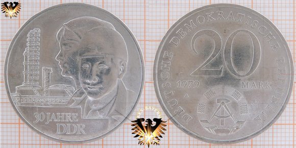 20 Mark, DDR, 1979, 30 Jahre DDR - Kupfer-Nickel