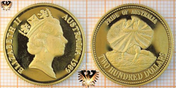 200 Australian Dollars, australische Dollar , 200 $ 1989,  Pride of Australia - Two Hundred Dollars, Goldmünze