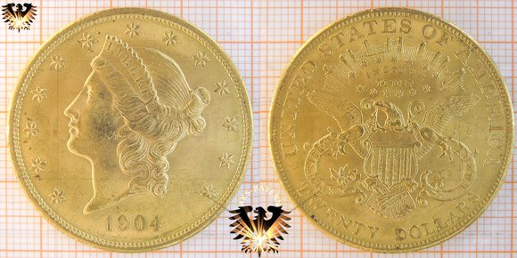 Liberty Double Eagle, USA, 1904, 20 US Dollars, Goldmünze