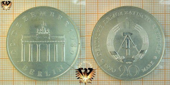 20 Mark, DDR, 1990, 22. Dezember 1989 © AuKauf.de