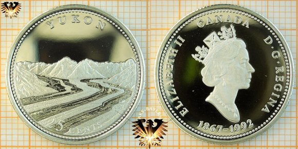 25 Cents, Canada, 1992, Yukon, 1867-1992, Serie: 125th Confederacy © aukauf.de 