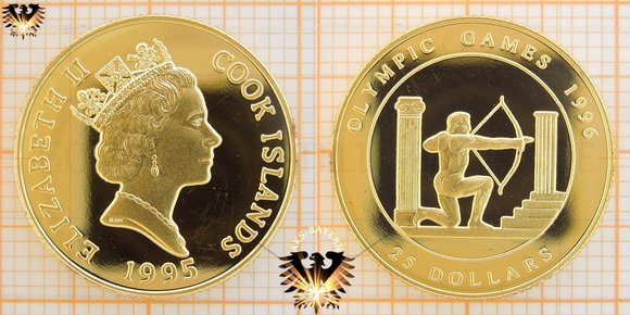 25 Dollars, Cook-Islands, 1995, Olympic Games 1996, Goldmünze © aukauf.de 