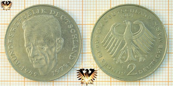 2 Mark, DM, BRD, Dr. Kurt Schumacher, 1949 Bundesrepublik Deutschland 1979 - A, D, F, G, J