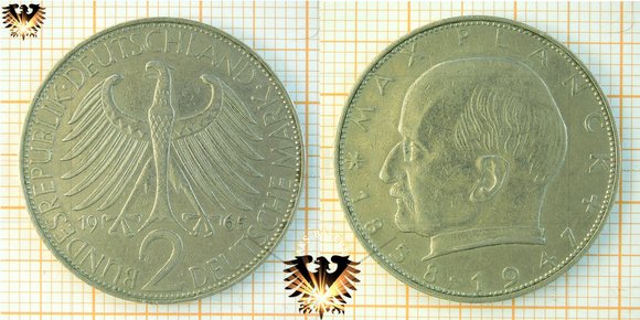 2 DM, BRD, Max Planck, 1858 bis 1947 Kursmünze © AuKauf.de