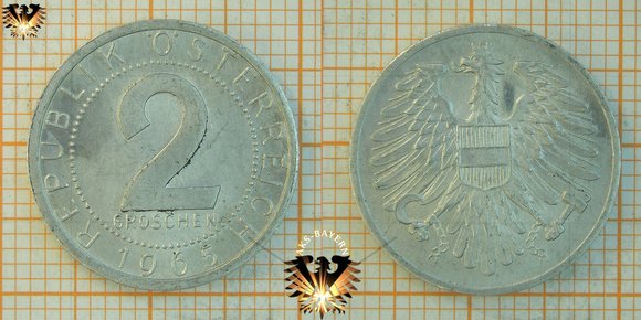 2 Groschen (AT), 1965, Österreich, nominal, 1950-1994