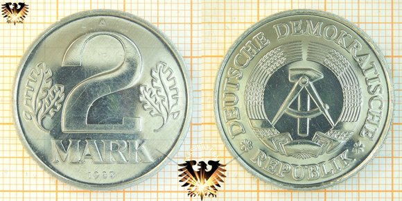 2 Mark, DDR, 1983, nominal, 1972-1990