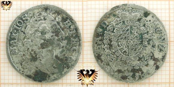 Silbermünze von 1766 aus Bayern zu 3 Kreuzer - Maximilian III, Joseph H.I.B.C.&