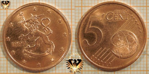 5 ¢, 5 Eurocent (Senttiä), Finnland, 1999, nominal, Kursmünze