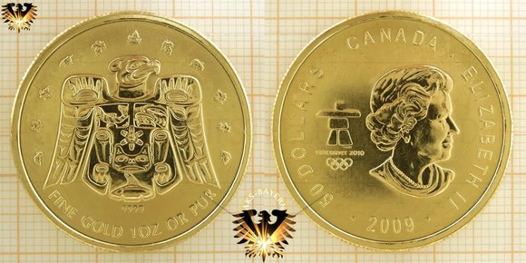 Anlagemünze und Sammlerstück aus Kanada zur Olympiade 2010 in Vancouver. 1 Unze Gold