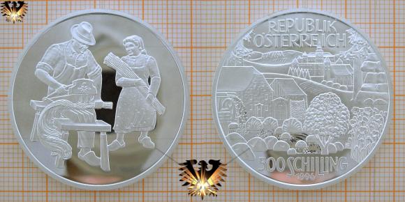 Republik Österreich, prägte 1996 die 500 Schilling Münzserie 