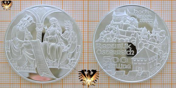 500 Schilling, 2000, Burg Hochosterwitz, Republik Österreich, Silber-Gedenkmünze © aukauf.de 