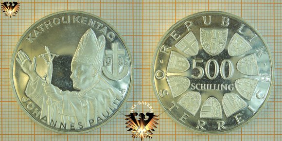 500 Schilling (ATS), 1983, Katholikentag,  Johannes Paul II - Silbermünze