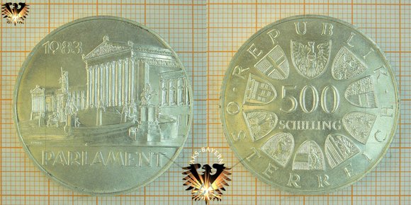 500 Schilling (ATS), 1983, Parlament - Silbermünze