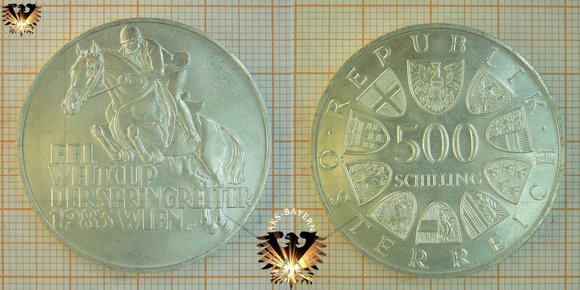 500 Schilling (ATS), 1983, F.E.I. Weltcup der Springreiter 1983 Wien - Silbermünze