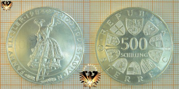 500 Schilling, 1984, Fanny Elssler  © aukauf.de 