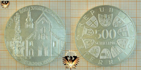 500 Schilling, 1987, 800 Jahre Stiftskirche Heiligenkreuz © aukauf.de 