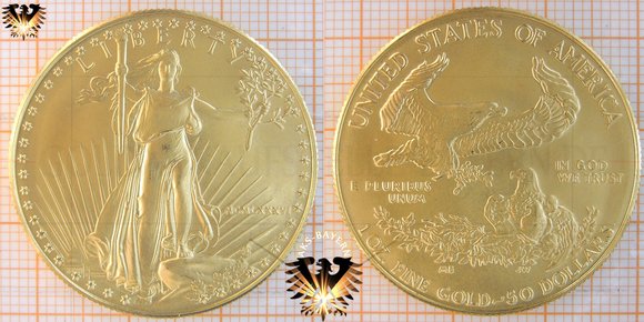 American Eagle: 1 Unze/oz., USA, 2007, 50 US Dollar, Liberty, Goldmünze, Bullionmünze