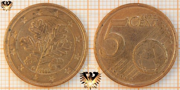 5 Cent, BRD, 2002, D, Nominal, Eurocent © aukauf.de 