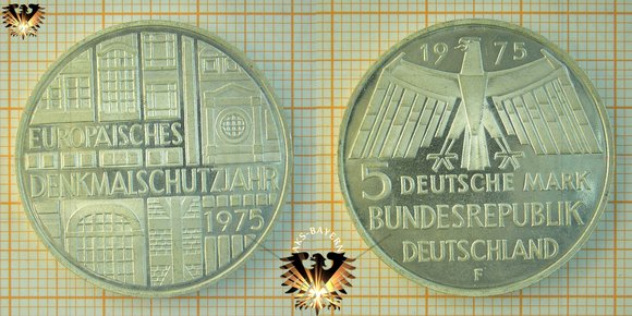 5 DM BRD 1975 F, Europäisches Denkmalschutzjahr 1975, Gedenkmünze © AuKauf.de