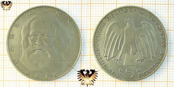 5 DM BRD 1983 J, Karl Marx, Plus Numisbrief zur Kupfer/Nickel Gedenkmünze © AuKauf.de