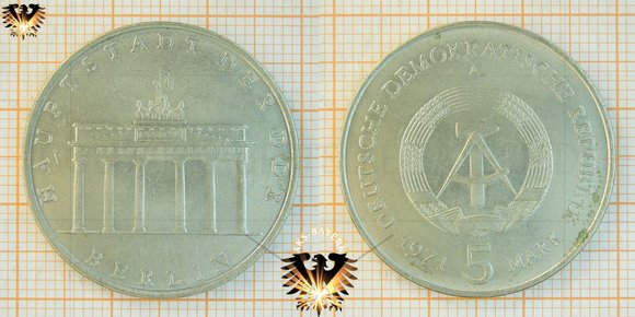 5 Mark, DDR, 1971, Berlin Hauptstadt der DDR, 1971-1990 © AuKauf.de