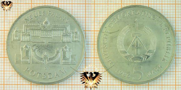 5 Mark, DDR, 1986, neues Palais Potsdam