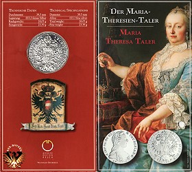 Der Münzblister der Münze Österreich: Der Maria-Theresien-Taler; Außenseite | Wir kaufen auch Ihre Münzblister.