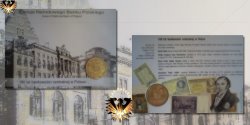 Blisterkarte zur 2 Zloty Sondermünze aus dem Jahr 2009. Motiv polnisches Geld. Ausgegeben von Emisja Narodowego Banku Polskiego - Bank of Poland
