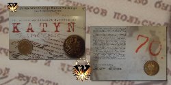 Münzblister zur 2 Zloty Sondermünze aus dem Jahr 2010. Motiv: Im Gedenken an den Massenmord von Katyn