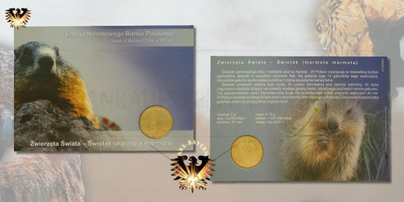 2 Zloty Gedenkmünze von 2006 im farbenfrohen Blister - Marmota Marmota Murmeltier
