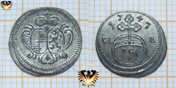 Münze aus Brandenburg Bayreuth von 1747 zu 1 Pfennig - Regent Friedrich