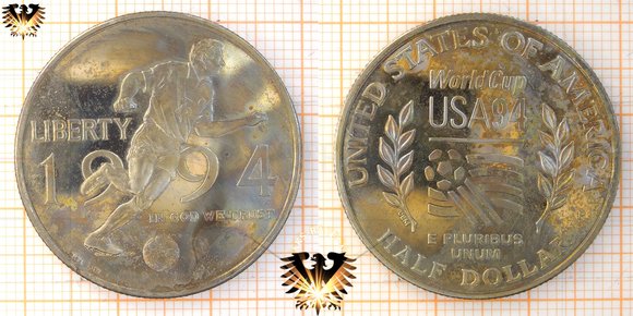50 Cents, 1/2 Dollar, USA, 1994, Soccer WorldCup USA 94