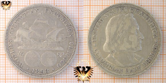  Half Dollar, USA, 1893, Columbian Exposition, 1492 © aukauf.de 
