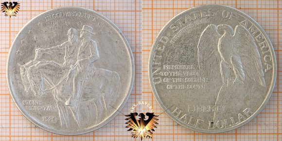 50 Cents, 1/2 Dollar, USA, 1925, Stone Mountain, Gedenkmünze für die Soldaten der Südstaaten, US