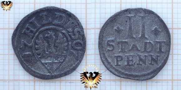Hildesheimer Stadt Münze von 1707, zu 2 Pfennig. Billonmünze