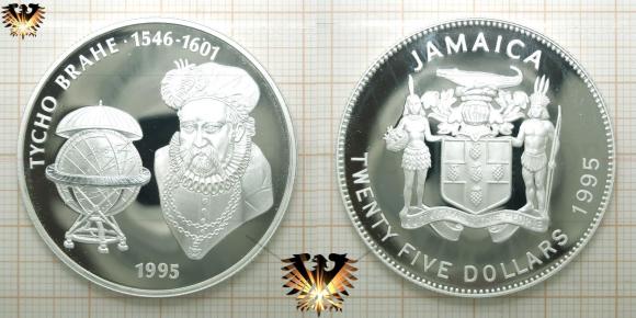 Tycho Brahe, 25 Dollar, Jamaica, 25 Jahre Mondlandung, Silbermünze, 925   © aukauf.de 