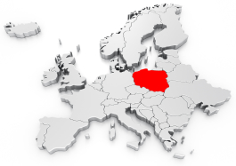 Polen markiert auf einer Europakarte