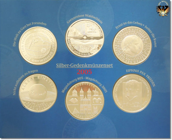 Die Münzen des Silber gednkmünzensatzes 2005