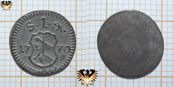 Nürnberg Reichsstadt, 1 einseitige 1 Pfennig Münze 1770 © AuKauf.de