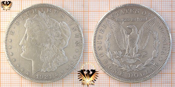 1 Dollar, USA, 1921, Morgan Dollar, 1878-1921 © aukauf.de 