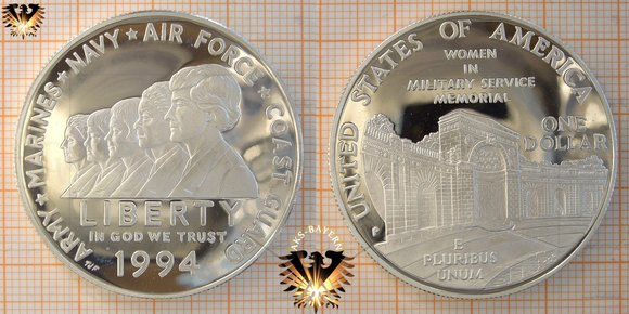 1 Dollar, USA, 1994, Women in military service, Frauen beim Militär © aukauf.de 