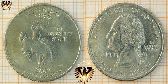 Quarter Dollar, USA, 2007, D, WYOMING 1890, The equality state © aukauf.de 