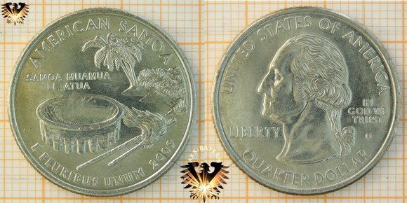 Quarter Dollar, USA, 2009, D, American Samoa, Samoa Mauamua Le Atua © aukauf.de 