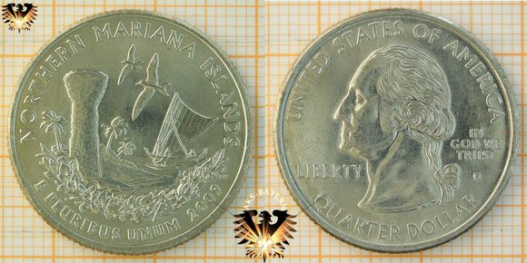 25 Cents, 1/4 US Dollar, 2009 D, Northern Mariana Islands, nördliche Marianen