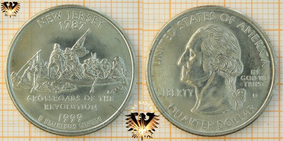 Quarter Dollar, USA, 1999, D, New Jersey 1787, Crossroads of the Revolution © aukauf.de 