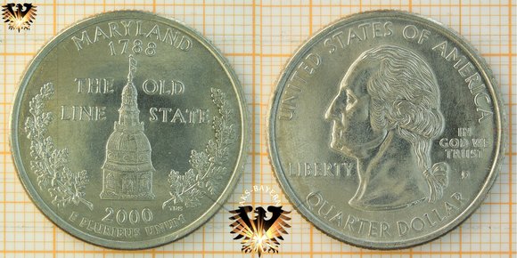 Quarter Dollar, USA, 2000, D, Maryland 1788, The Old Line State © aukauf.de 