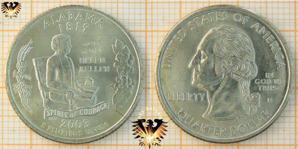 Quarter Dollar, USA, 2003, D, Alabama 1819, Helen Keller © aukauf.de 