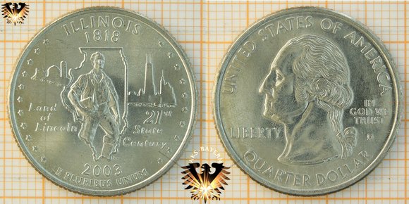 Quarter Dollar, USA, 2003, D, Illinois 1818, Land of Lincoln © aukauf.de 