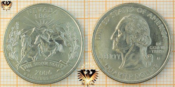 Quarter Dollar, USA, Statequarter, 2006 D, Nevada 1864 - The Silver State