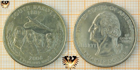 Quarter Dollar, USA, 2006, D, South Dakota 1889 © aukauf.de 